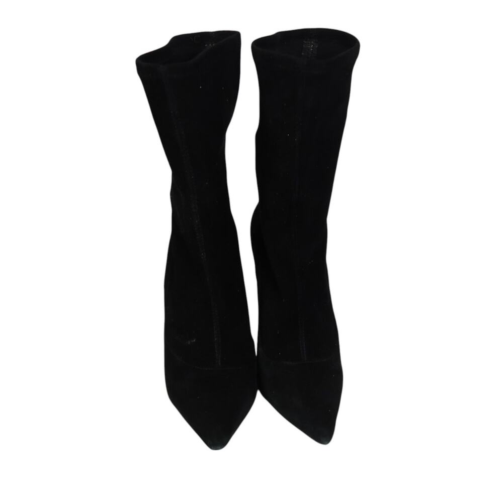Schutz Black Mid Calf Stiletto Heel Sock Boots Leather 6.5 - Picture 2 of 7